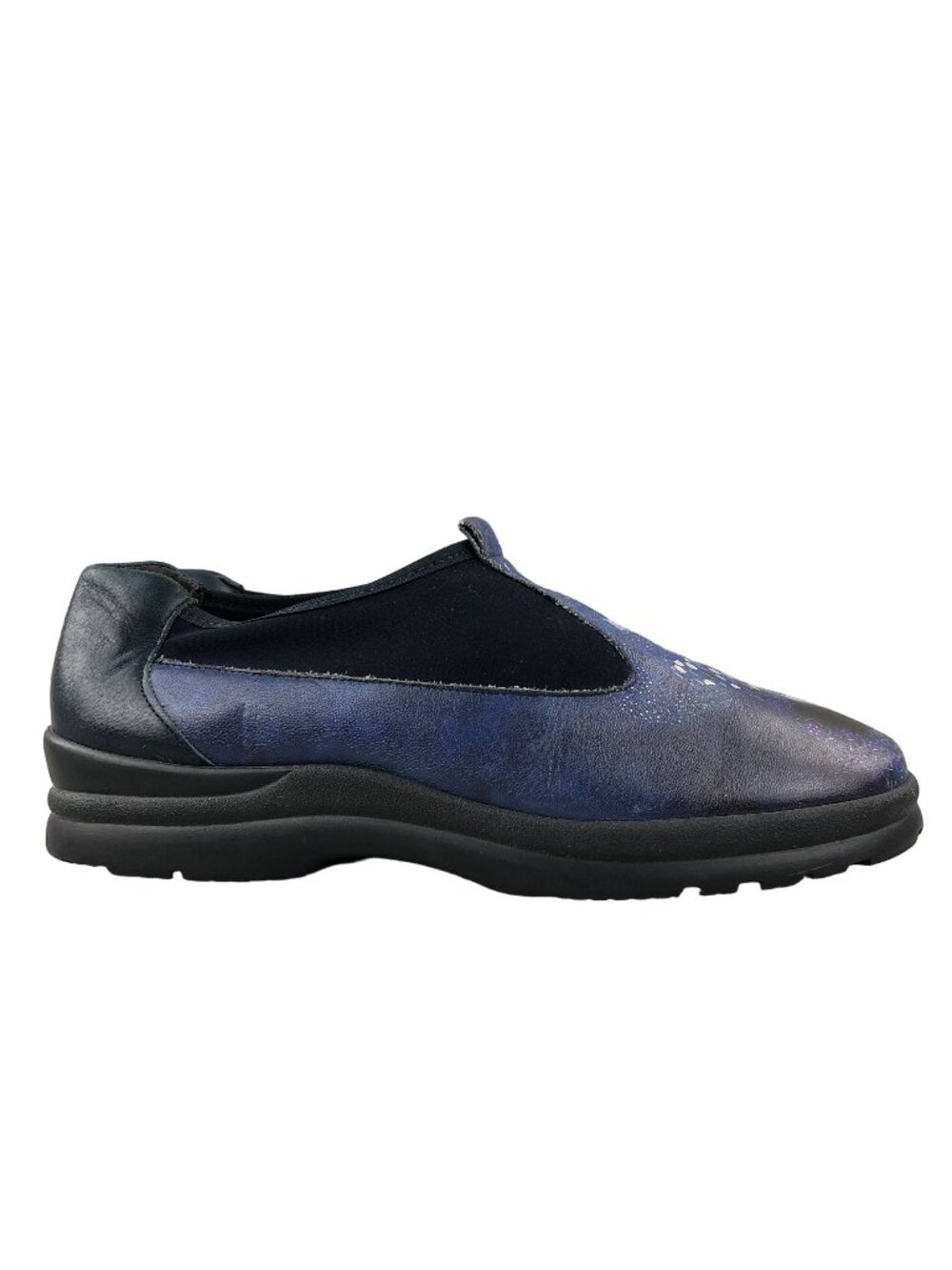 Icon Womens Size 6W Blue Graphic Painted Wearable Art Slip On Low Top Shoes USA